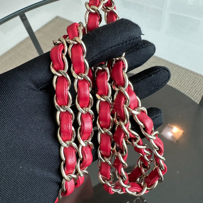 Mini Square Classic Flap Lambskin Red GHW No 23