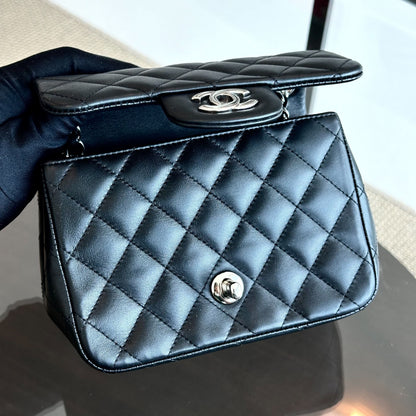 Mini Square Classic Flap Quilted Lambskin Black SHW No 13