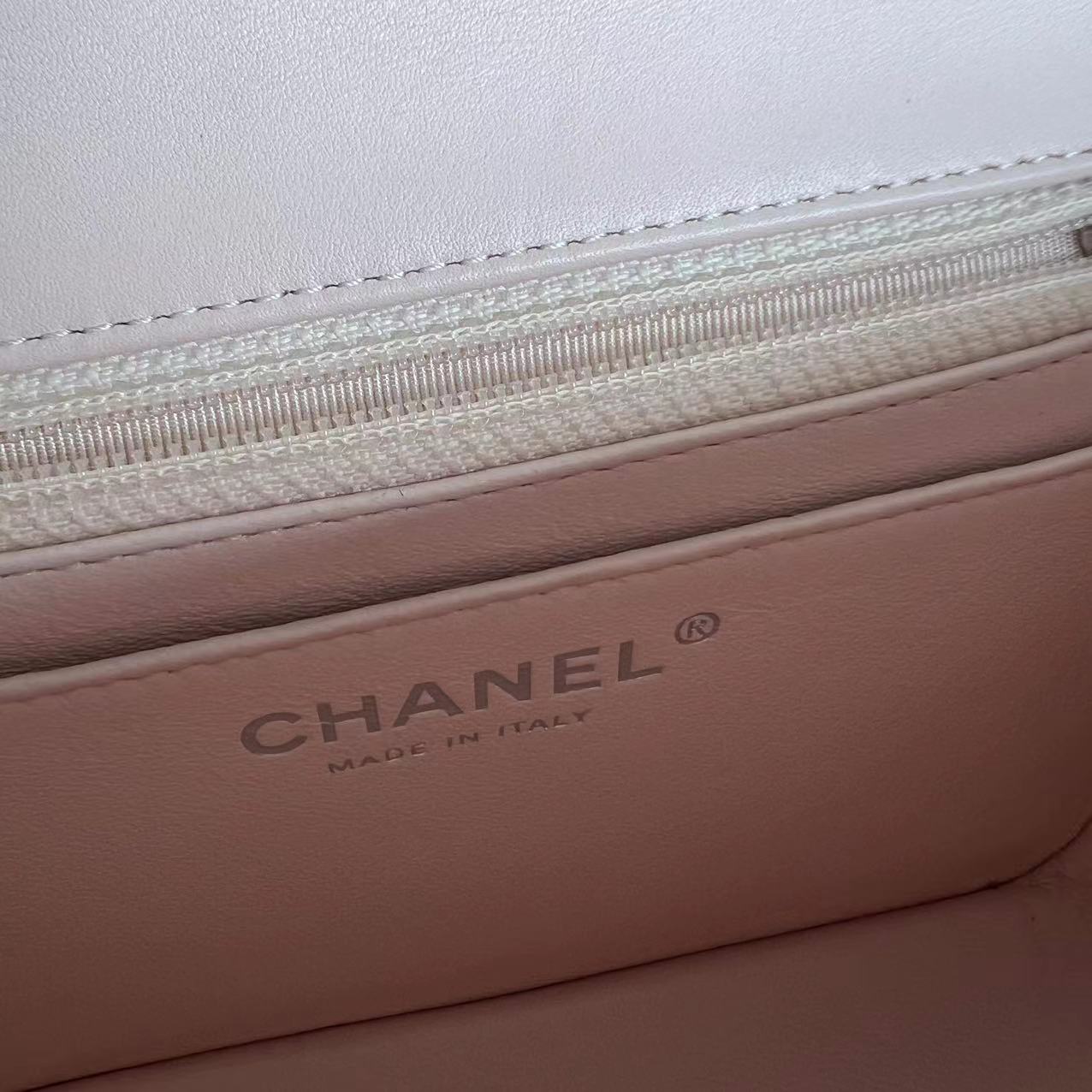 Mini Square Classic Flap Quilted Patent Calfskin Light Pink Yellow SHW No 17