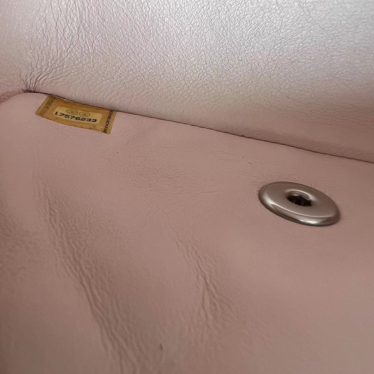 Mini Square Classic Flap Quilted Patent Calfskin Light Pink Yellow SHW No 17