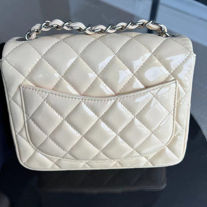 Mini Square Classic Flap Quilted Patent Calfskin Light Pink Yellow SHW No 17
