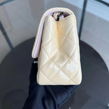 Mini Square Classic Flap Quilted Patent Calfskin Light Pink Yellow SHW No 17