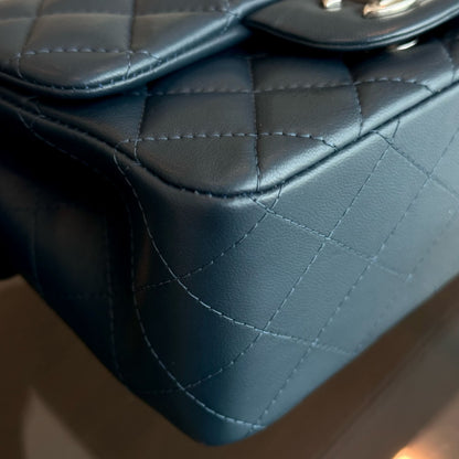 Mini Square Quilted Lambskin Dark Blue SHW No 26