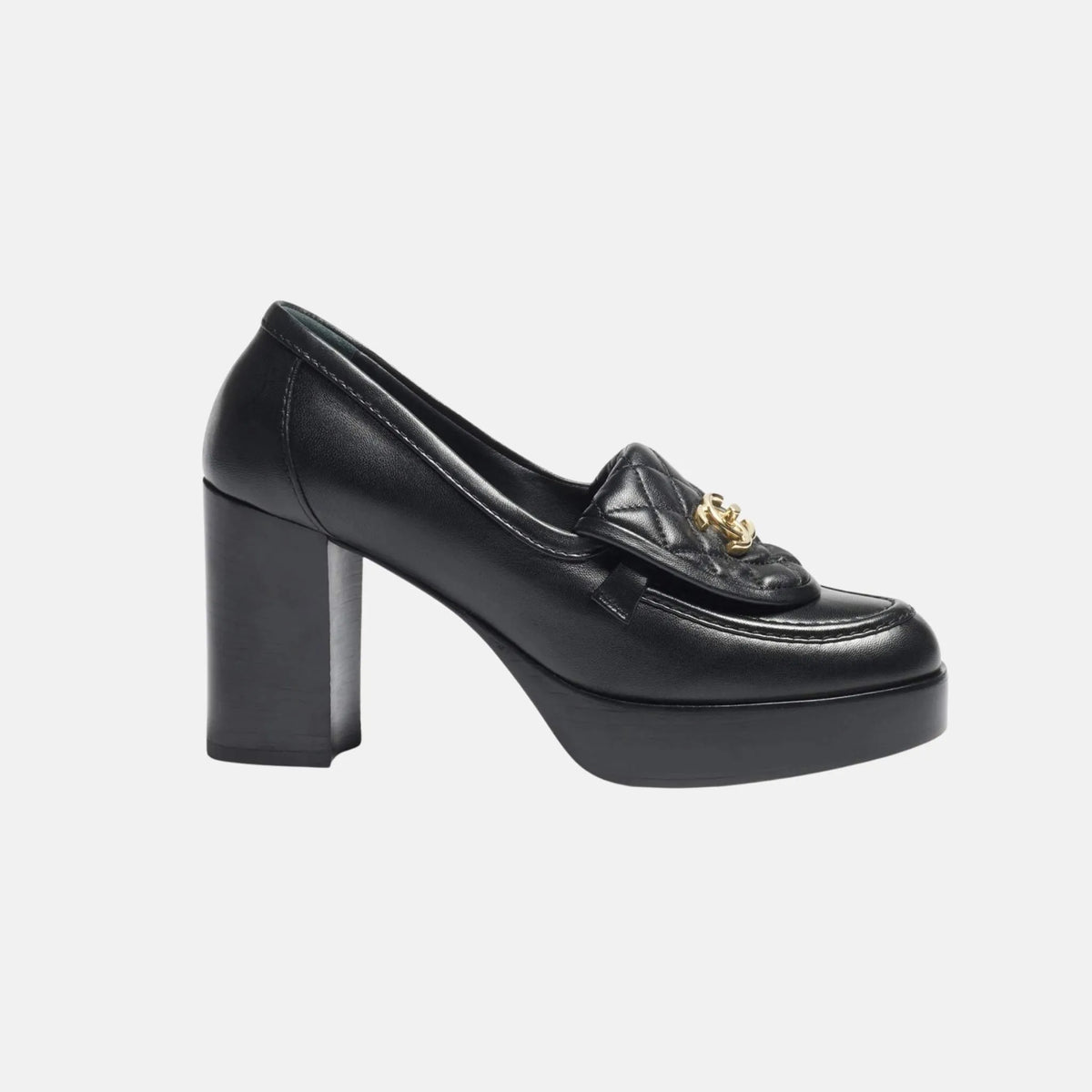 Chanel Moccasins in Black Lambskin, Side