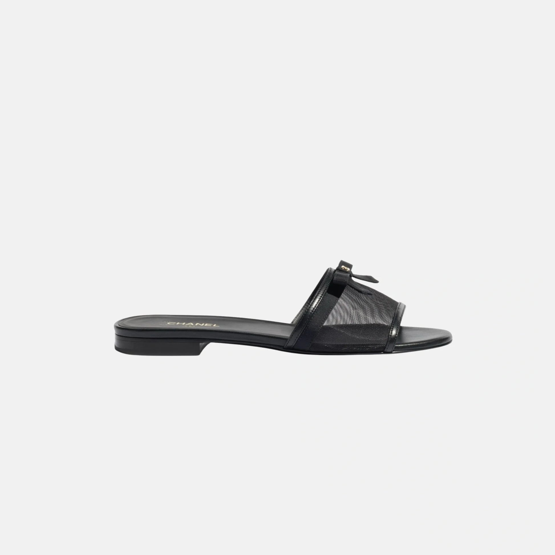 Chanel Mules in Mesh, Black, Side