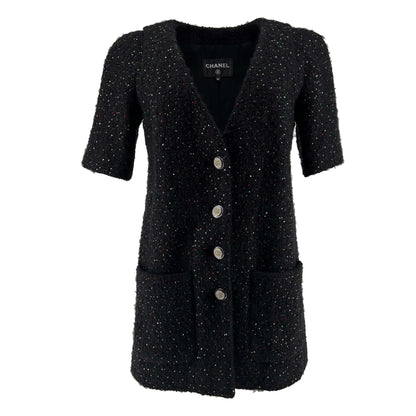 Pre owned Chanel wool Tweed Crystal Novelty Button Designer Jacket/Dress