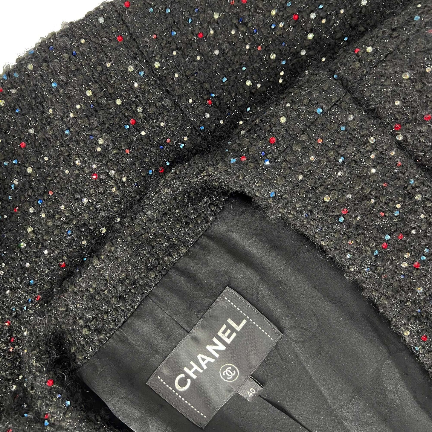 Pre owned Chanel wool Tweed Crystal Novelty Button Designer Jacket/Dress