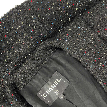 Pre owned Chanel wool Tweed Crystal Novelty Button Designer Jacket/Dress
