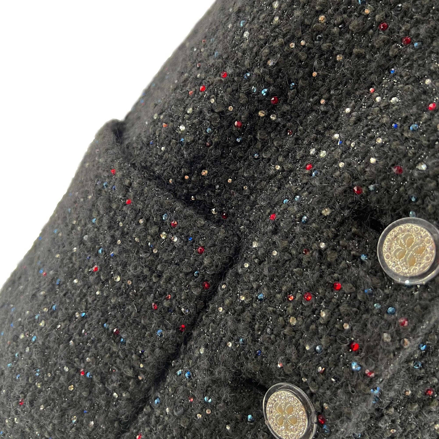 Pre owned Chanel wool Tweed Crystal Novelty Button Designer Jacket/Dress