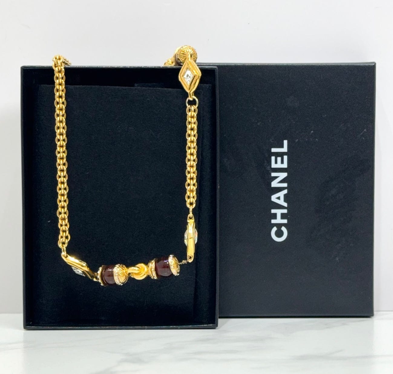 Chanel Vintage Red Bead Necklace