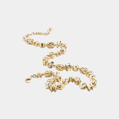 Necklace in Gold Metal & Diamantes with CC Details