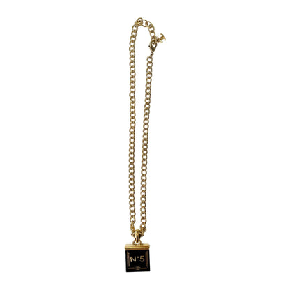 Chanel gold tone black and white necklace "No.5"