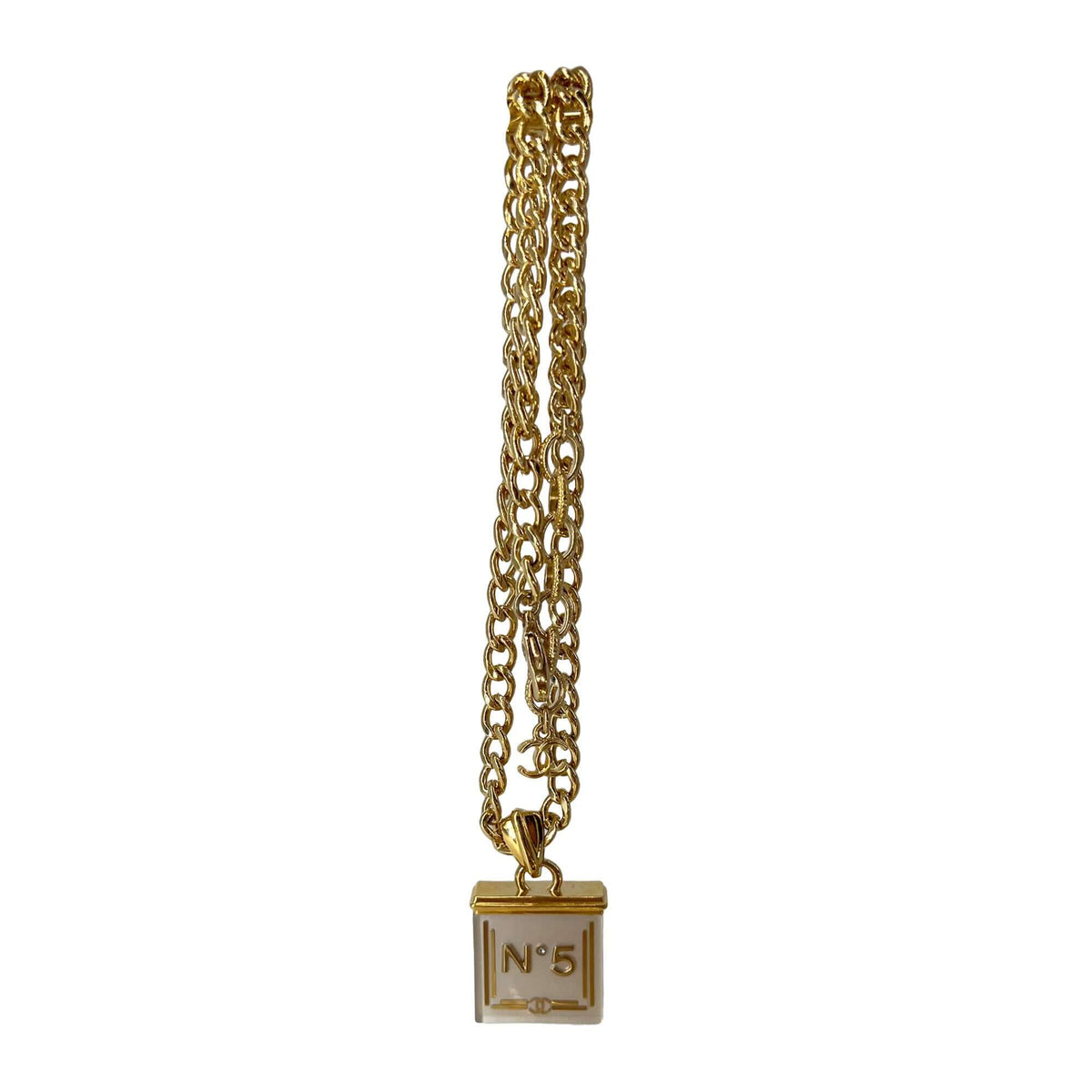 Chanel gold tone black and white necklace "No.5"