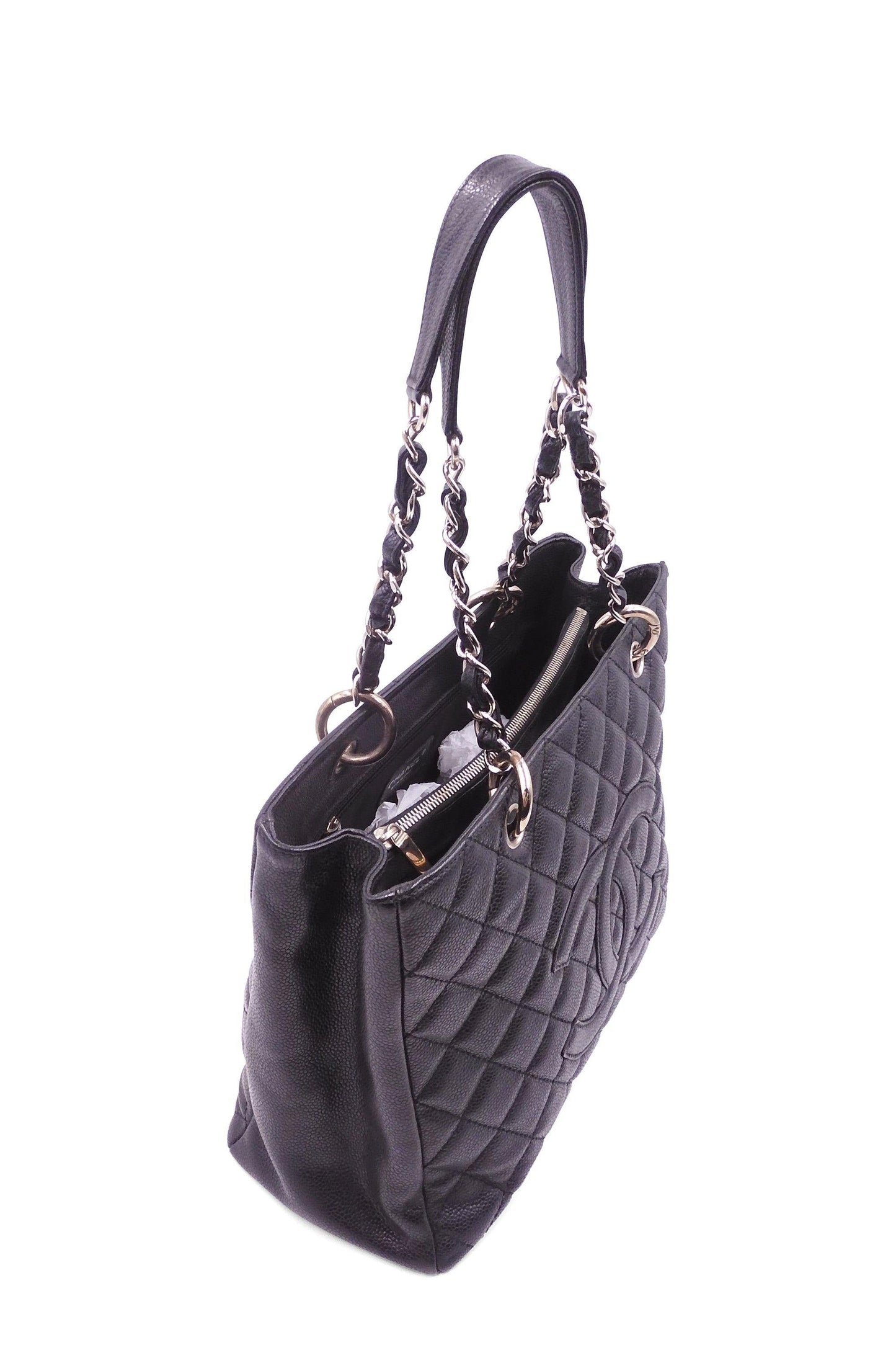 Old Model Grand Shopping Tote with Silver Hardware Black