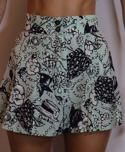 Chanel Camellia Logo Pants Light Green Black DXBS2024