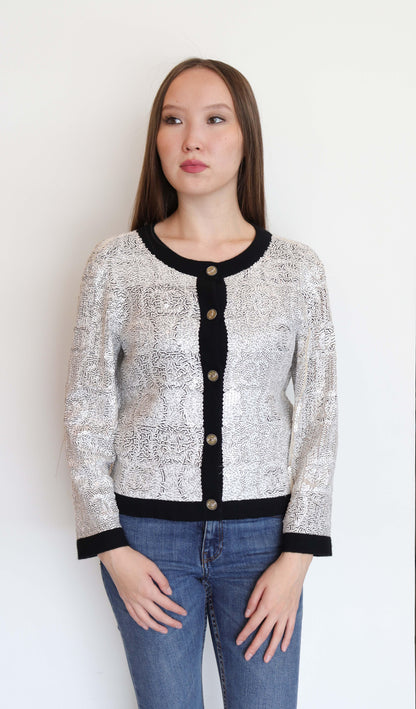 chanel cardigan sequin white  DXBS2058