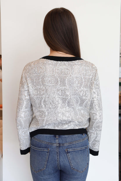 chanel cardigan sequin white  DXBS2058
