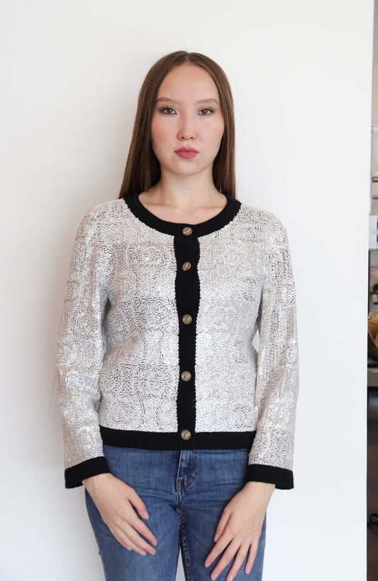 chanel cardigan sequin white  DXBS2058