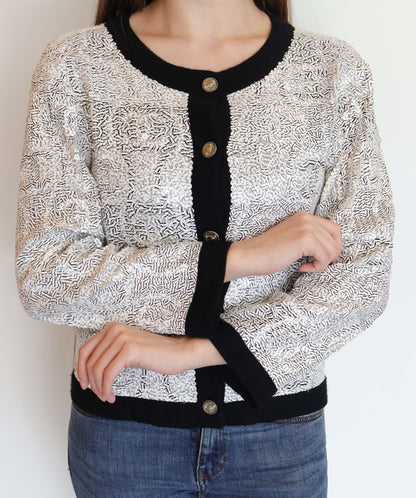 chanel cardigan sequin white  DXBS2058