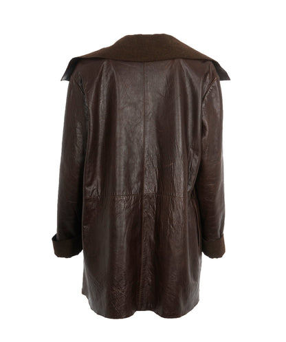 CHANEL IDENTIFICATION VINTAGE LEATHER AND CASHMERE JACKET COAT UKL1337