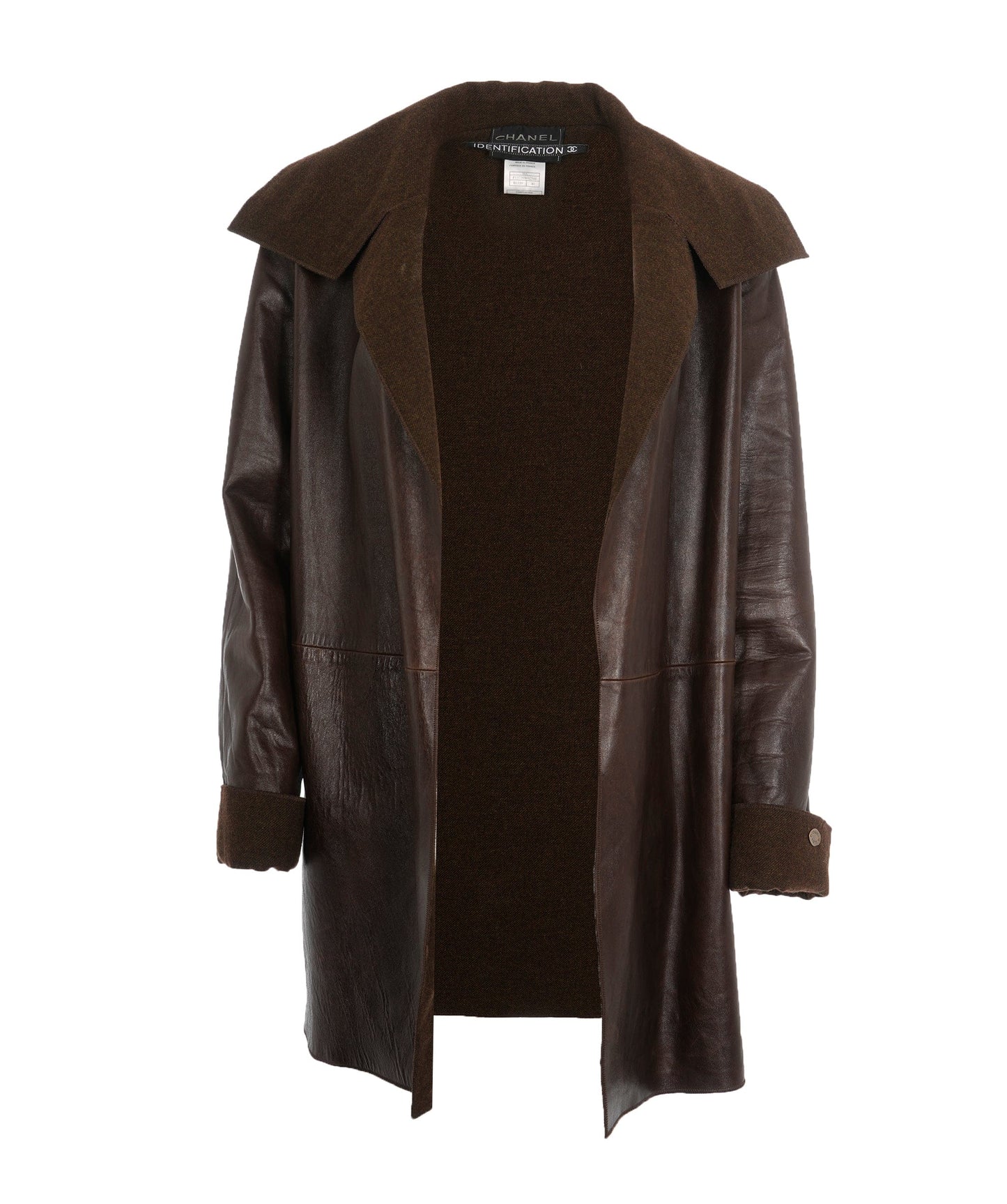 CHANEL IDENTIFICATION VINTAGE LEATHER AND CASHMERE JACKET COAT UKL1337
