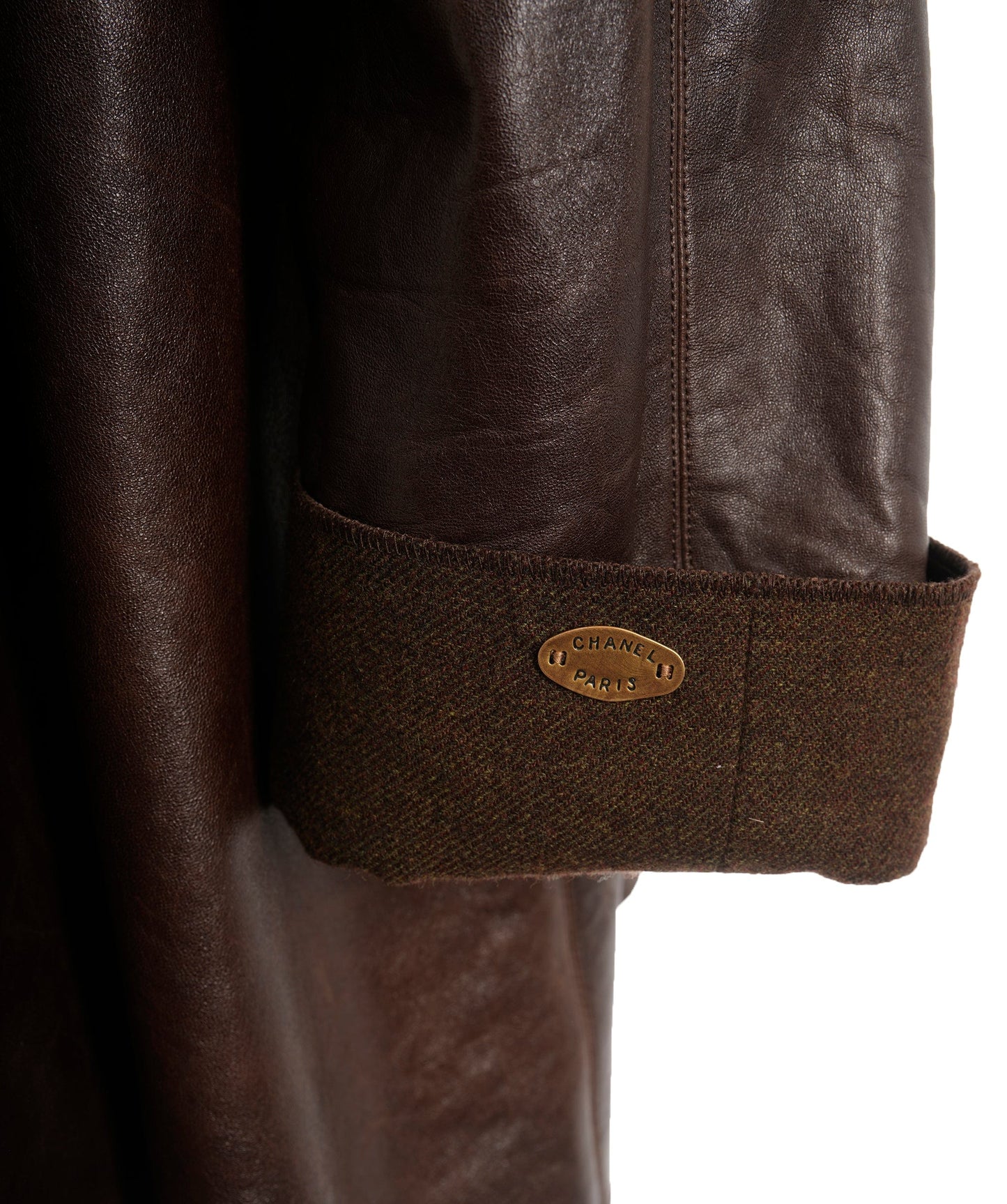 CHANEL IDENTIFICATION VINTAGE LEATHER AND CASHMERE JACKET COAT UKL1337