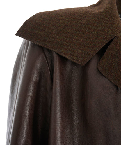 CHANEL IDENTIFICATION VINTAGE LEATHER AND CASHMERE JACKET COAT UKL1337