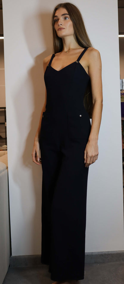 Chanel Logo Gold Button Jumpsuit NAvy DXBS1991