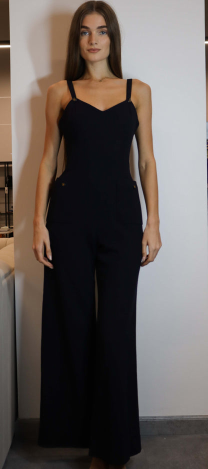 Chanel Logo Gold Button Jumpsuit NAvy DXBS1991