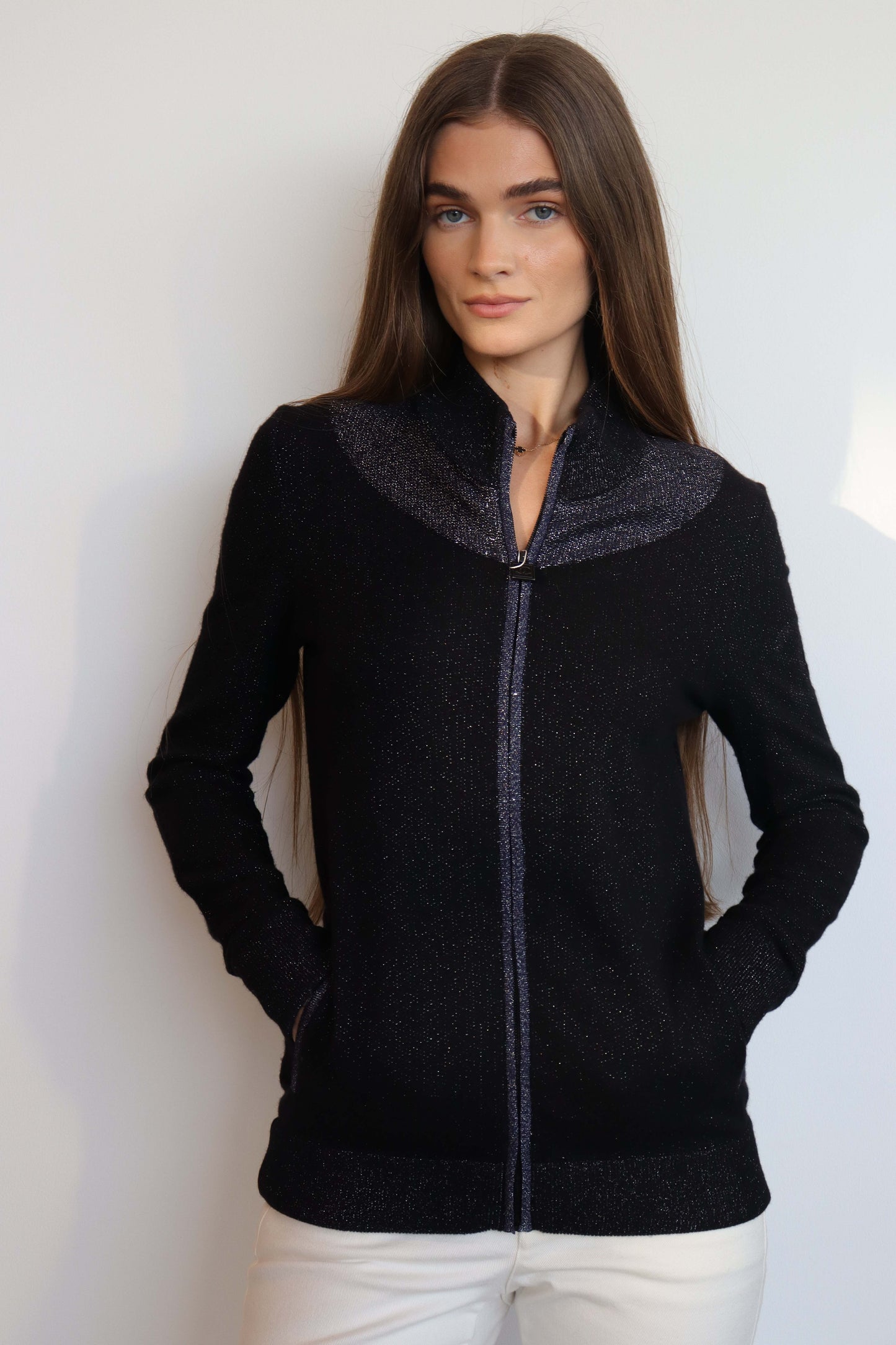 Chanel Logo Long Sleeve Zipped Knit Jacket - DXBS2003