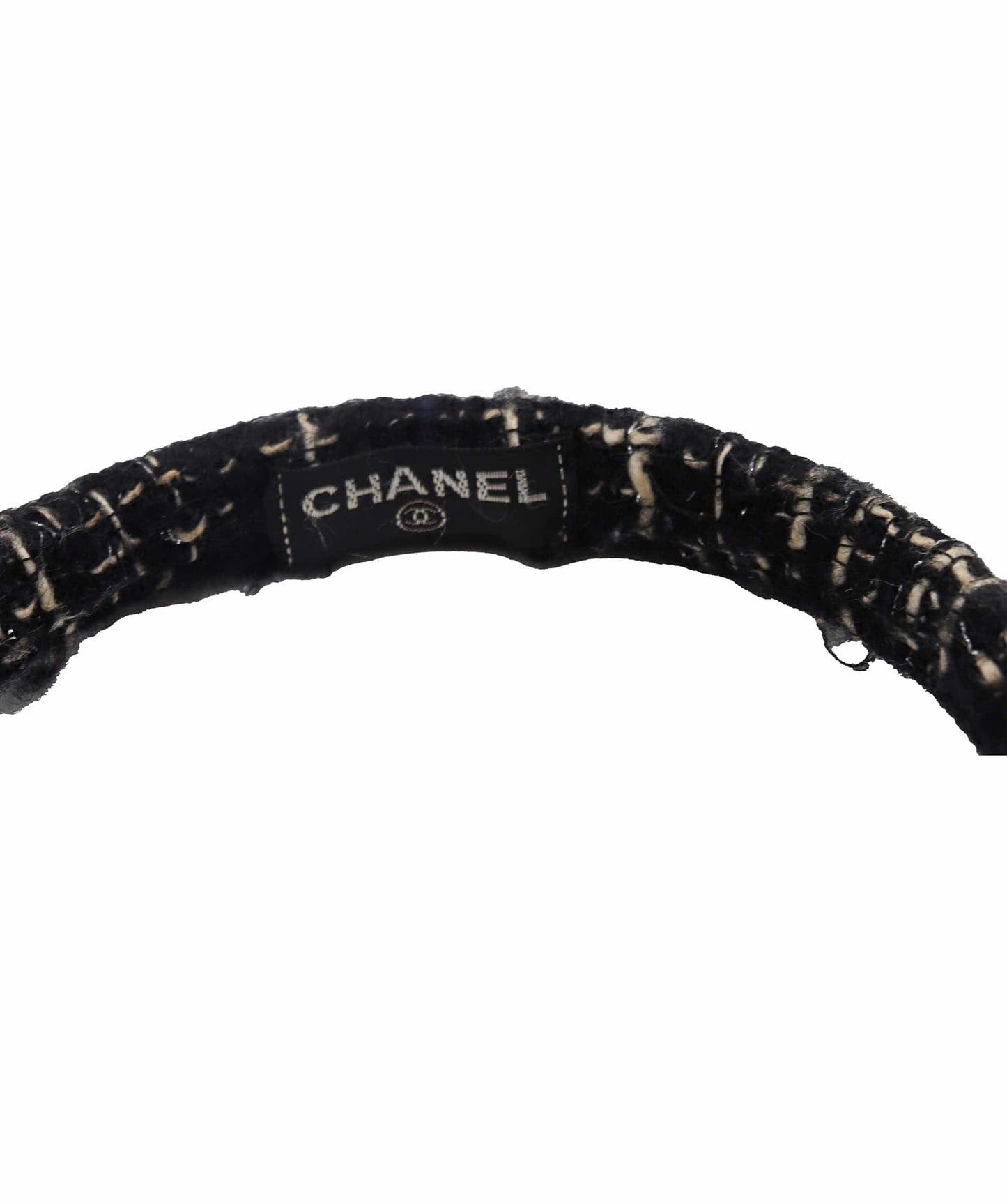 Damaged*Chanel Tweed & Fur Earmuffs Black DXBS1977