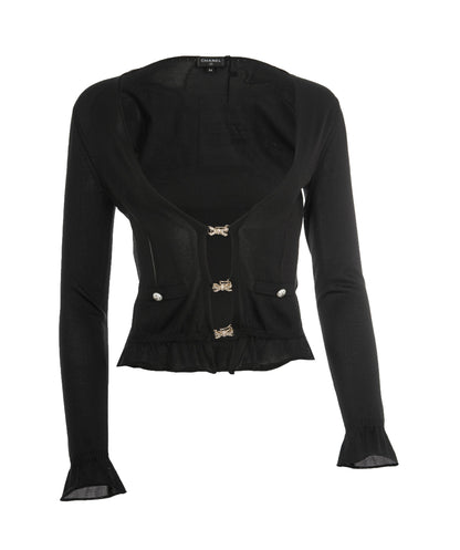 Super Rare Chanel Bow Diamonte CC Cardigan  ALL0767