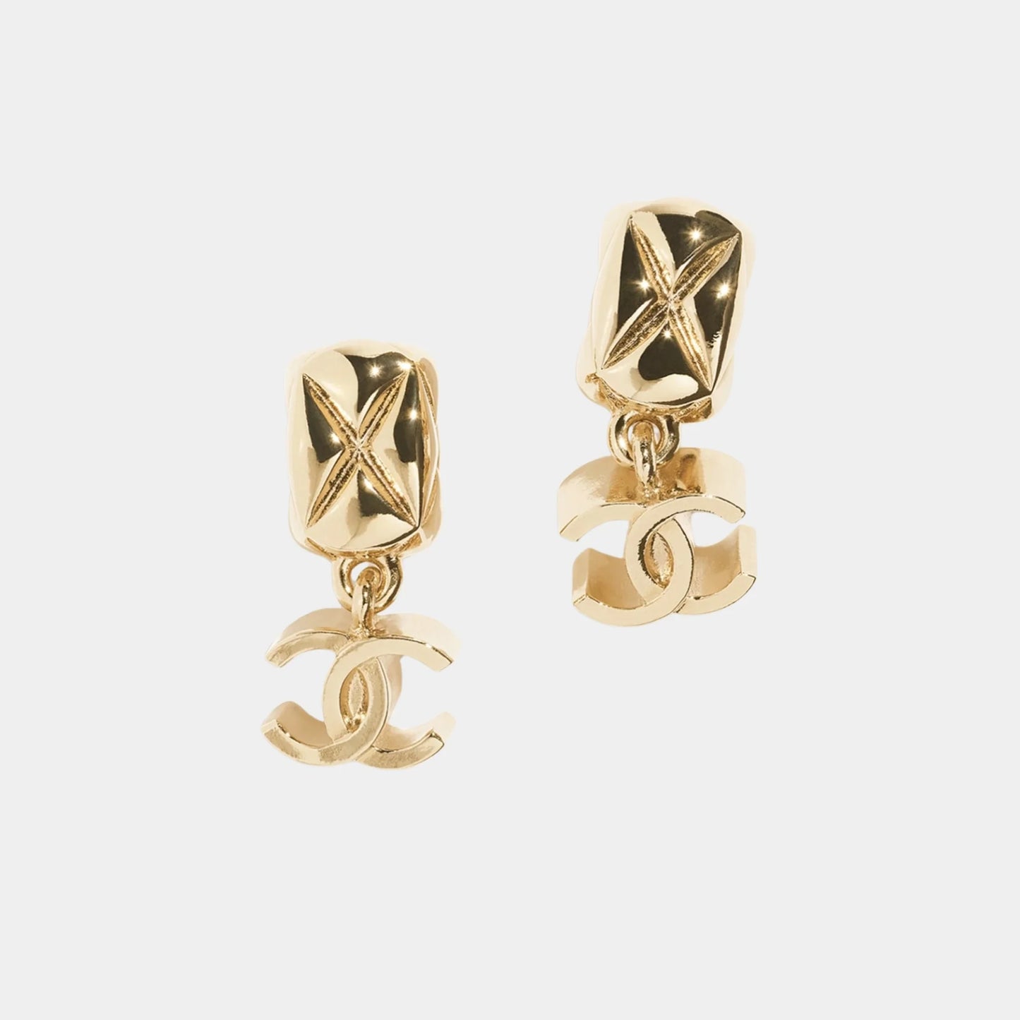 Pendant Earrings in Gold Metal with CC Logo