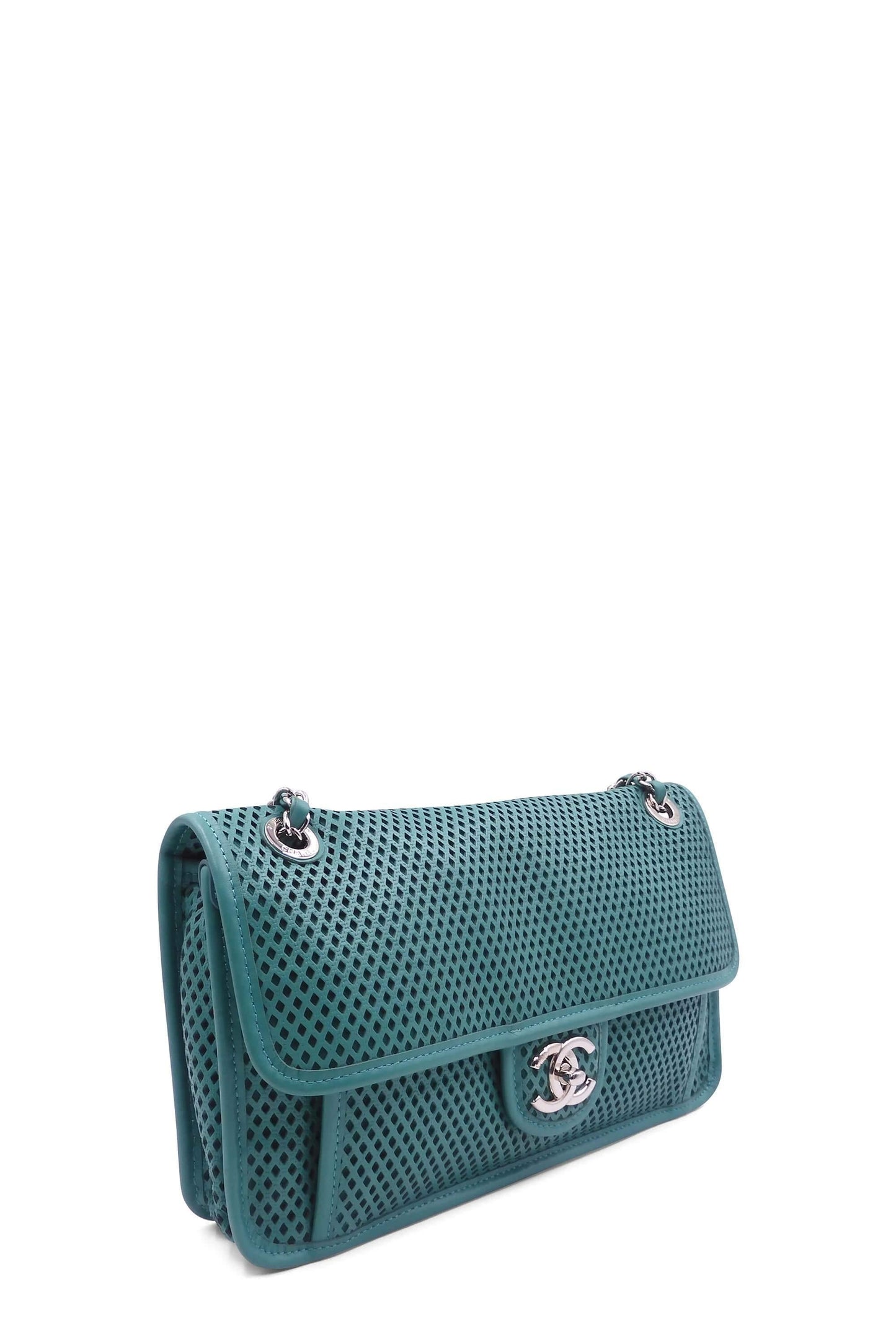 Perforated Up in The Air Flap Bag Teal