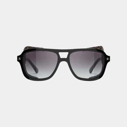 Pilot Glasses in Acetate Tweed and Leather