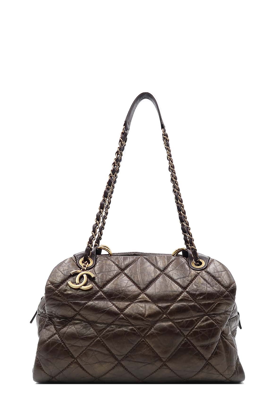 Pondichery Aged Calfskin Tote Dark Brown