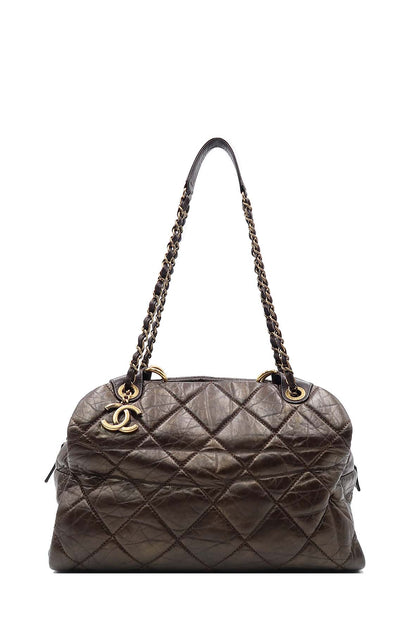 Pondichery Aged Calfskin Tote Dark Brown