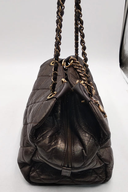 Pondichery Aged Calfskin Tote Dark Brown