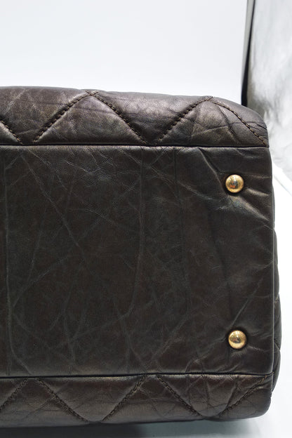 Pondichery Aged Calfskin Tote Dark Brown