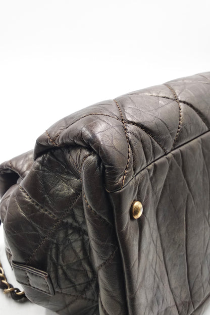 Pondichery Aged Calfskin Tote Dark Brown