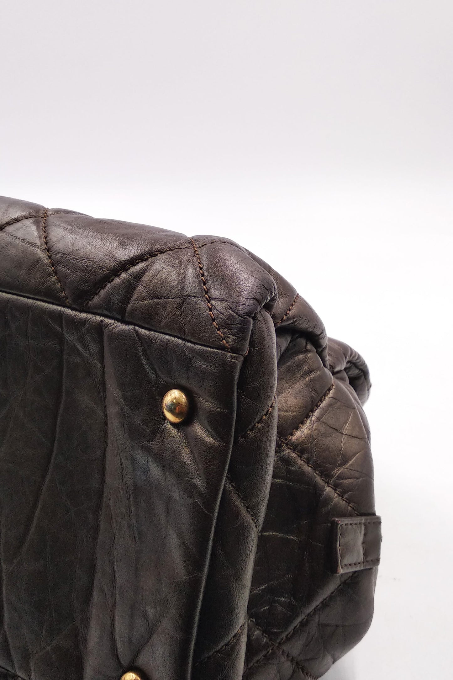 Pondichery Aged Calfskin Tote Dark Brown