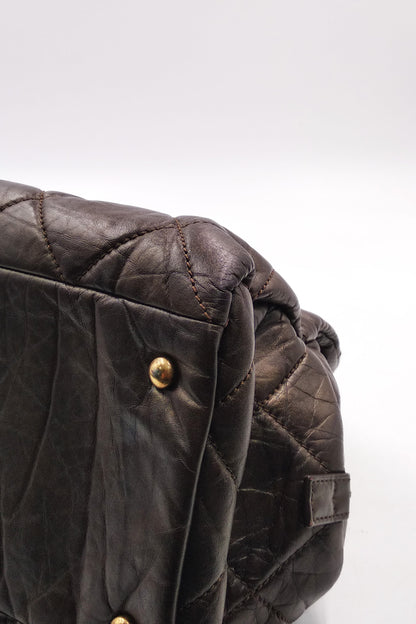 Pondichery Aged Calfskin Tote Dark Brown
