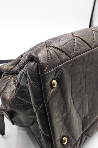 Pondichery Aged Calfskin Tote Dark Brown