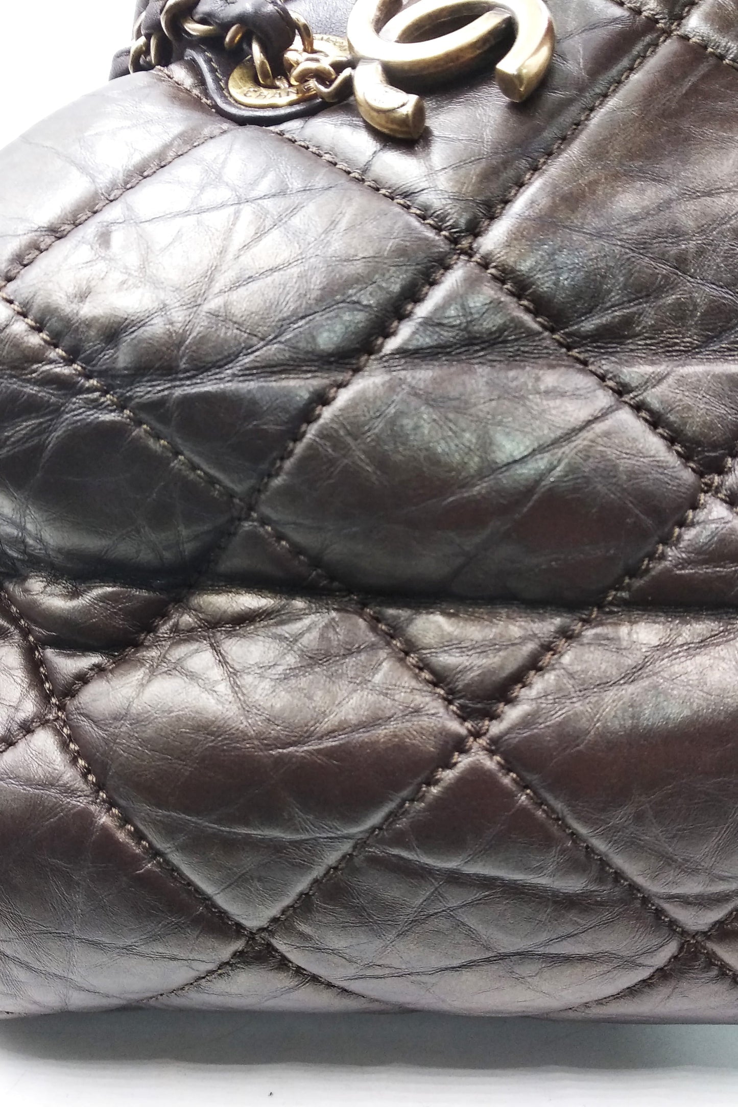 Pondichery Aged Calfskin Tote Dark Brown