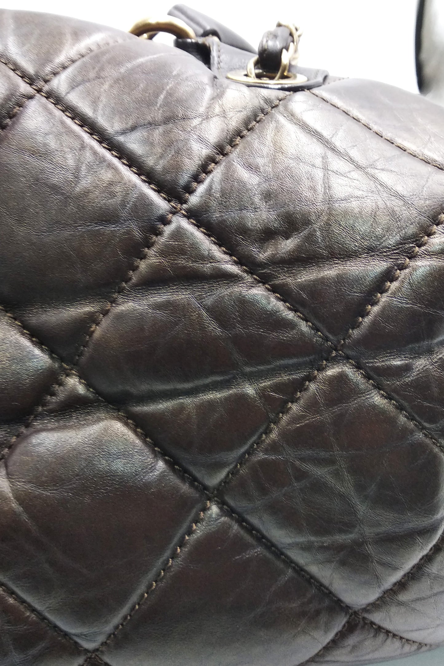 Pondichery Aged Calfskin Tote Dark Brown