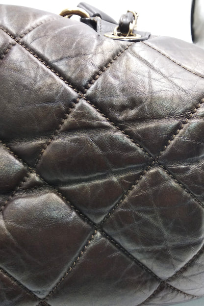 Pondichery Aged Calfskin Tote Dark Brown