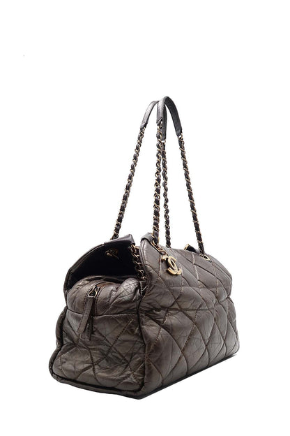 Pondichery Aged Calfskin Tote Dark Brown