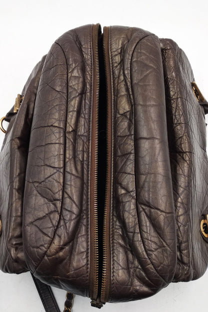 Pondichery Aged Calfskin Tote Dark Brown