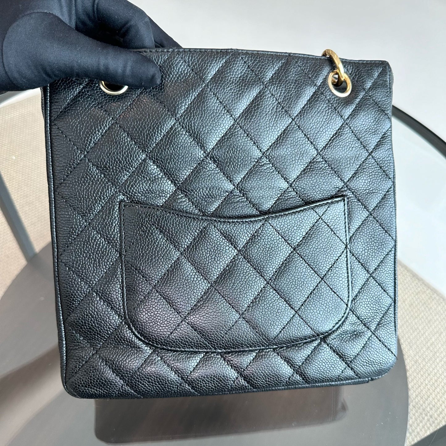 PST Caviar Petite Shopping Tote Black GHW No 10