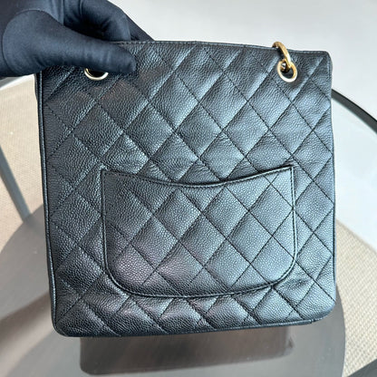 PST Caviar Petite Shopping Tote Black GHW No 10